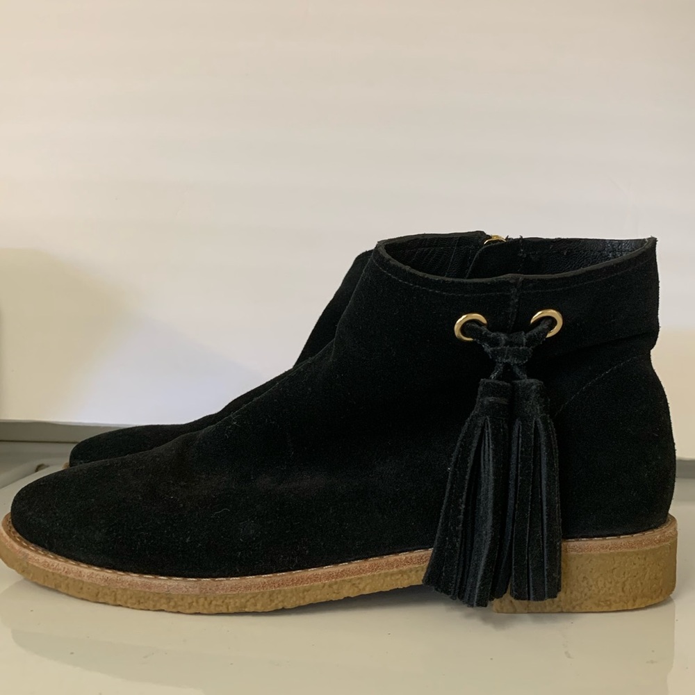 Sz 7 Kate Spade EUC Bellamy Suede Tassel Ankle Booties